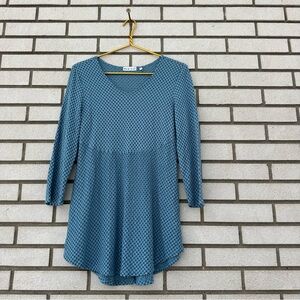 Habitat Teal Textured Knit Tunic Top Rayon Blend 3/4 Sleeve S Lagenlook Coastal